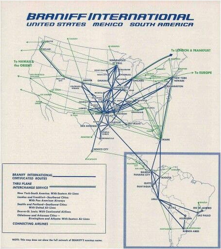 braniff international route map october 1965 braniff international