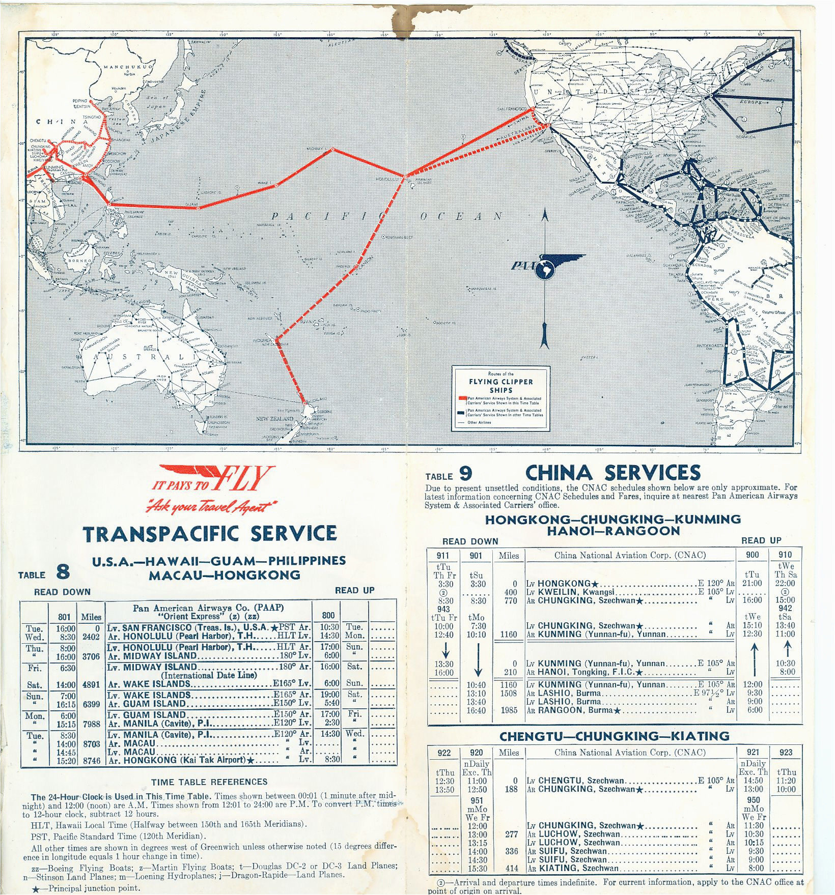 route map and schedules 1940 pan american world airways