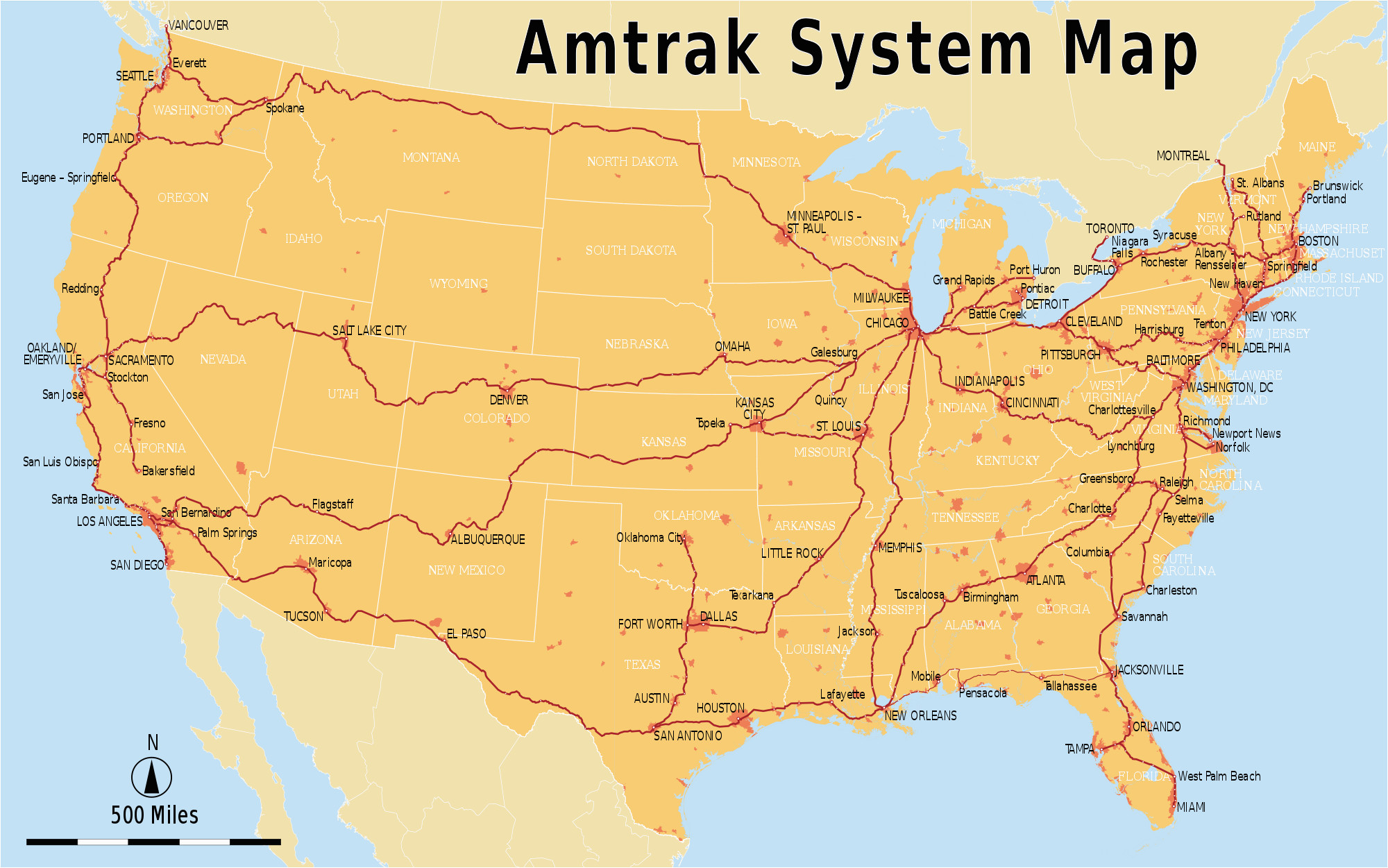 amtrak system map 2000x1247 mapporn