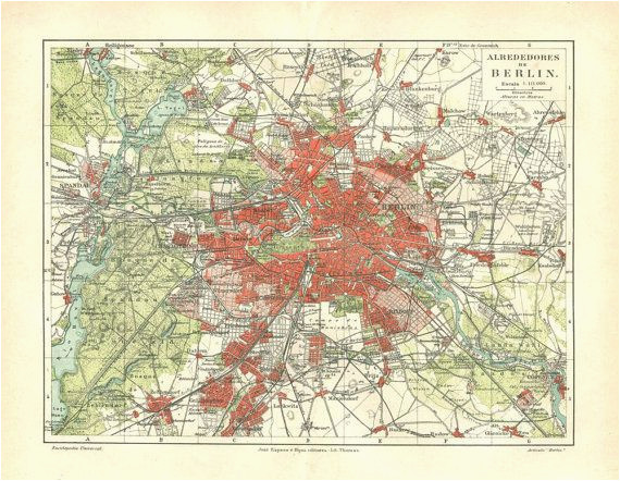 vintage city map of berlin and environs 1920s by carambasvintage