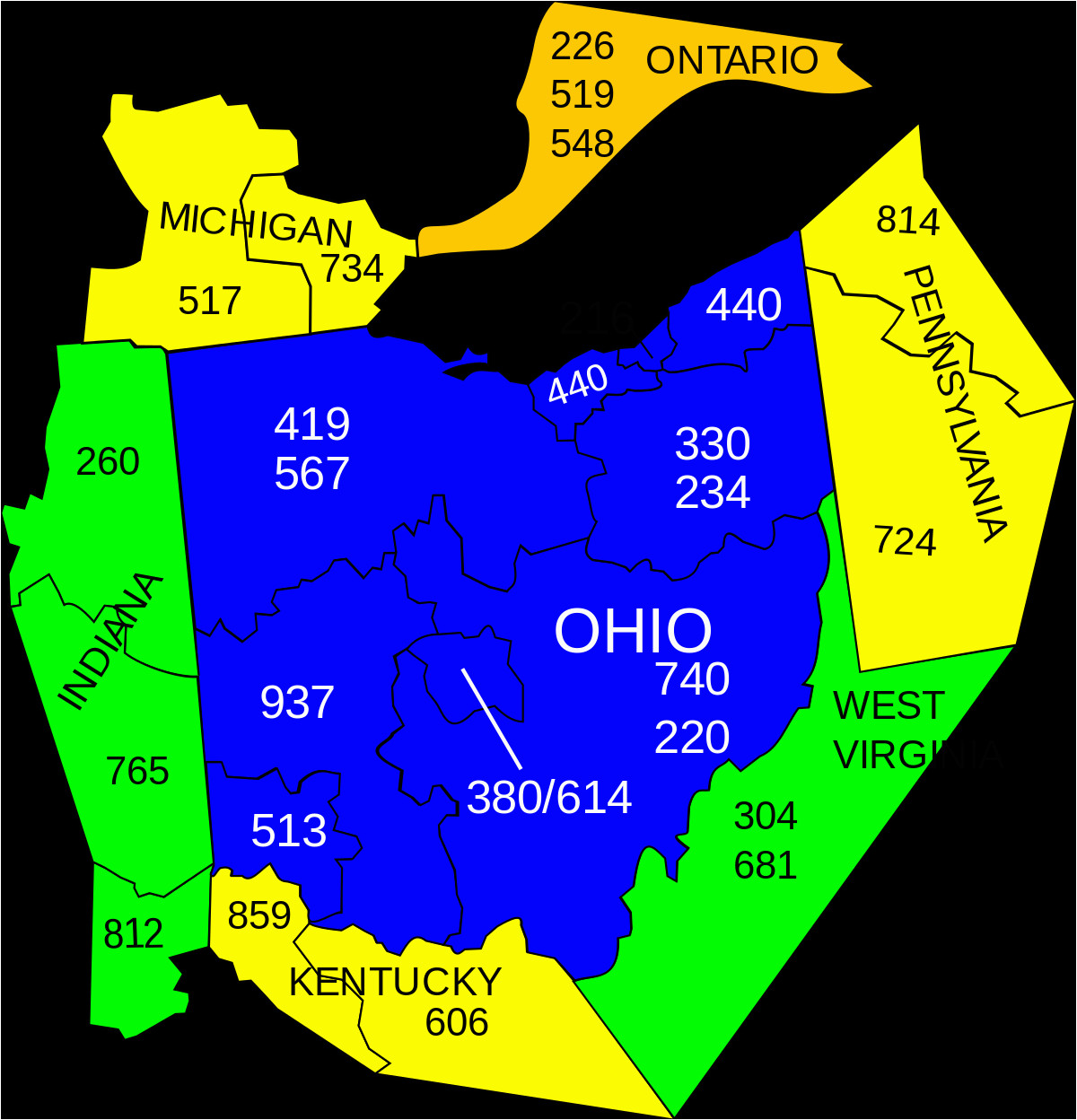 area codes 234 and 330 wikipedia