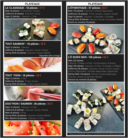 carte page 3 picture of o sushi bar bandol tripadvisor