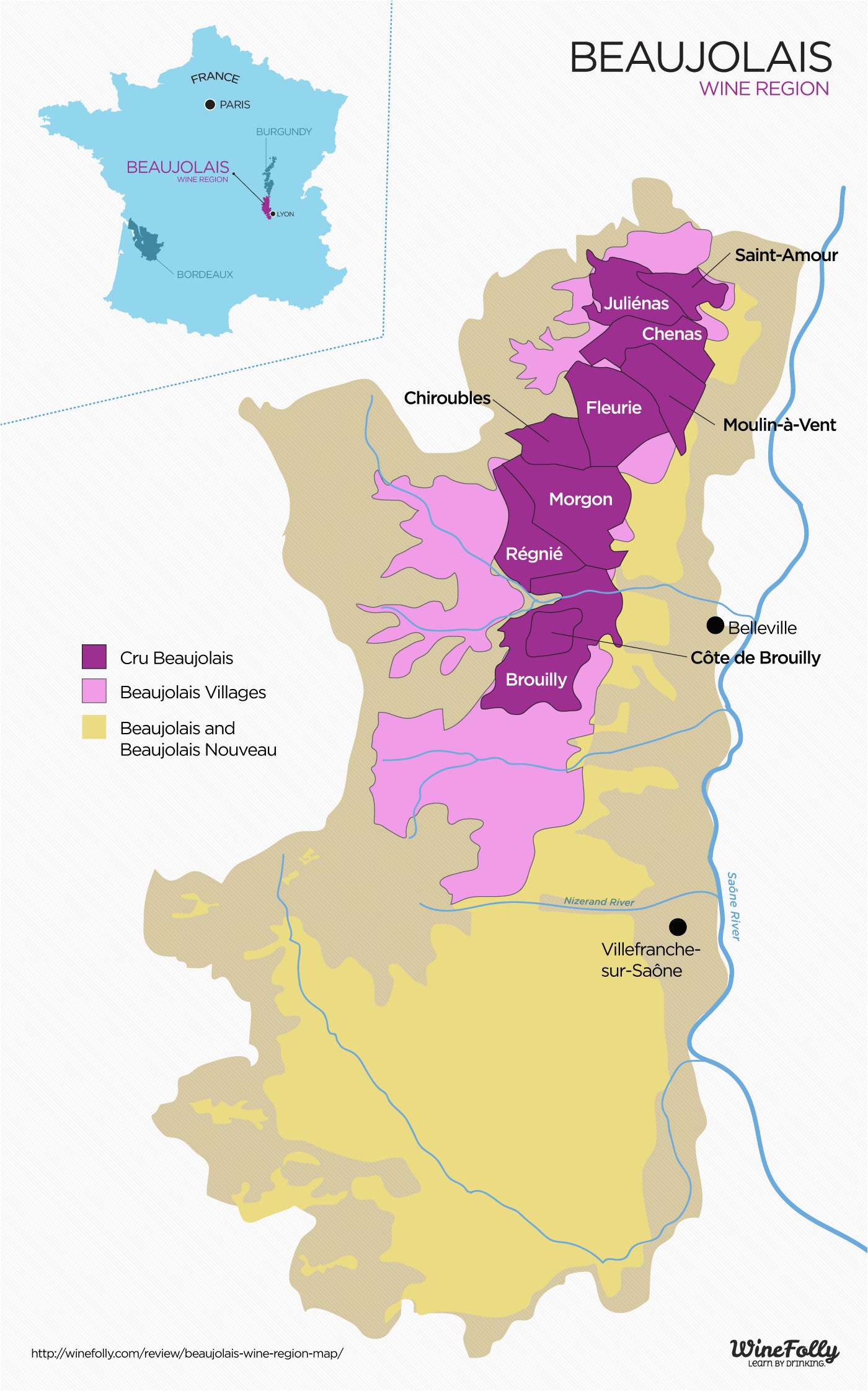 Beaujolais France Map the Secret to Finding Good Beaujolais Wine Infografics