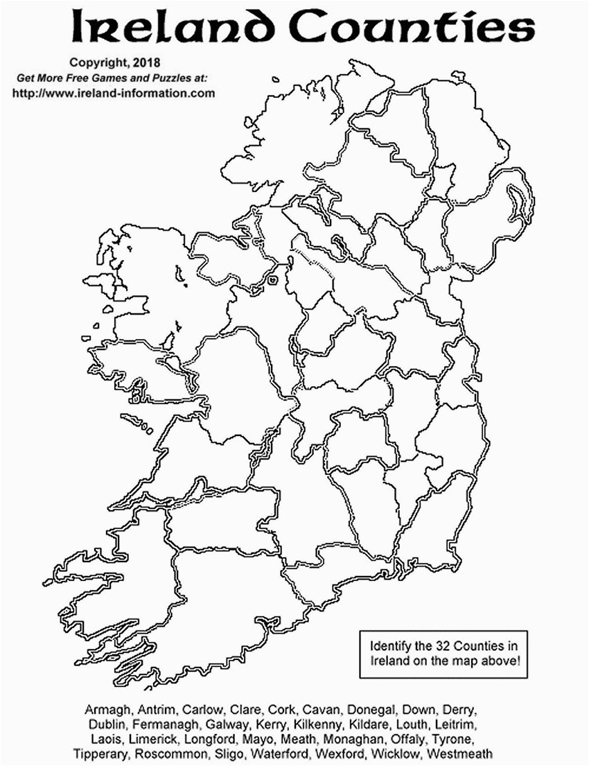 Blank Map Of Ireland With Counties Free Games From Ireland Printable Puzzles Word Jumbles Of Blank Map Of Ireland With Counties 