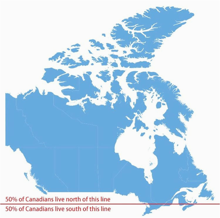 canada is a huge country most of it is unfit for human habitation