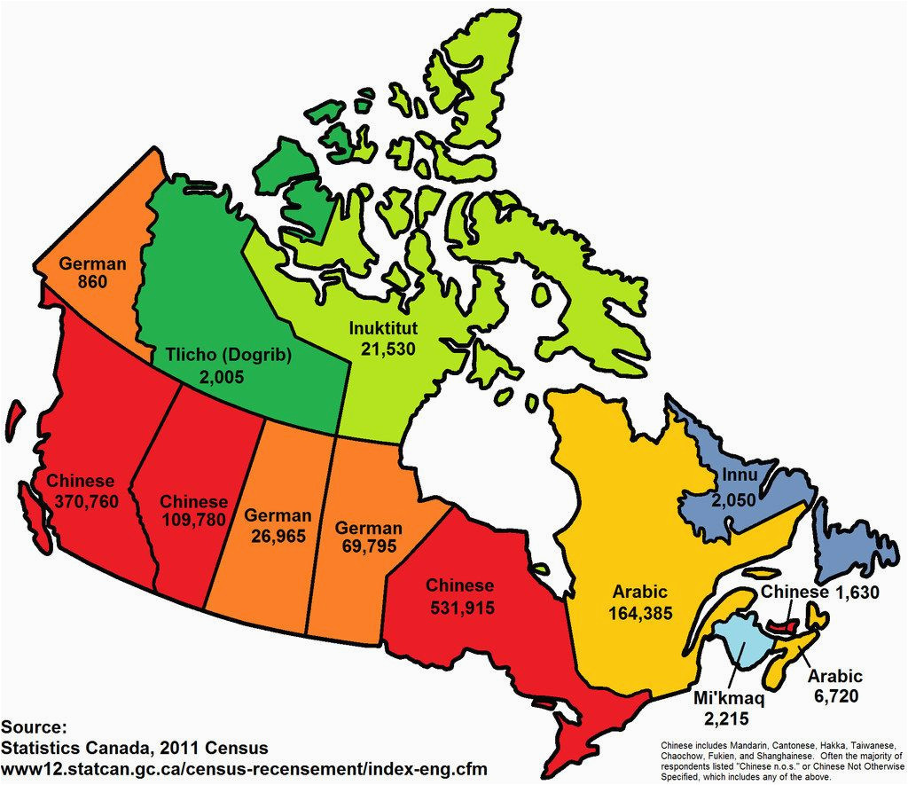 this map shows the most popular language in each province