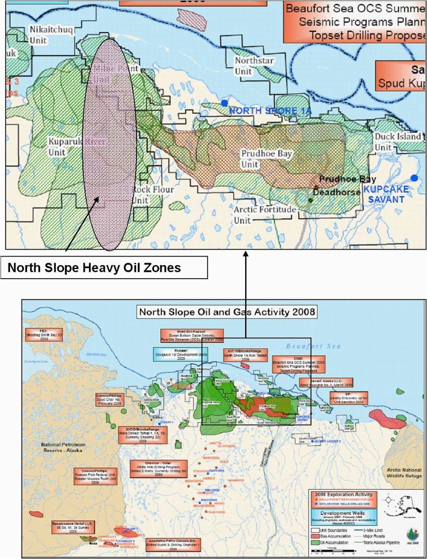 map of north slope oil and gas fields showing location of