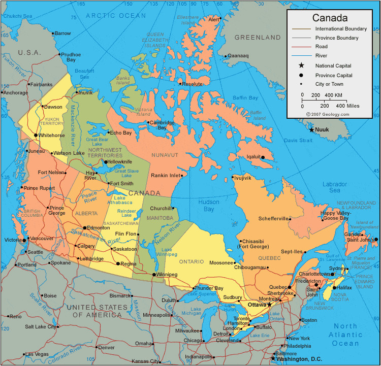 Canada Political Map with Major Cities | secretmuseum