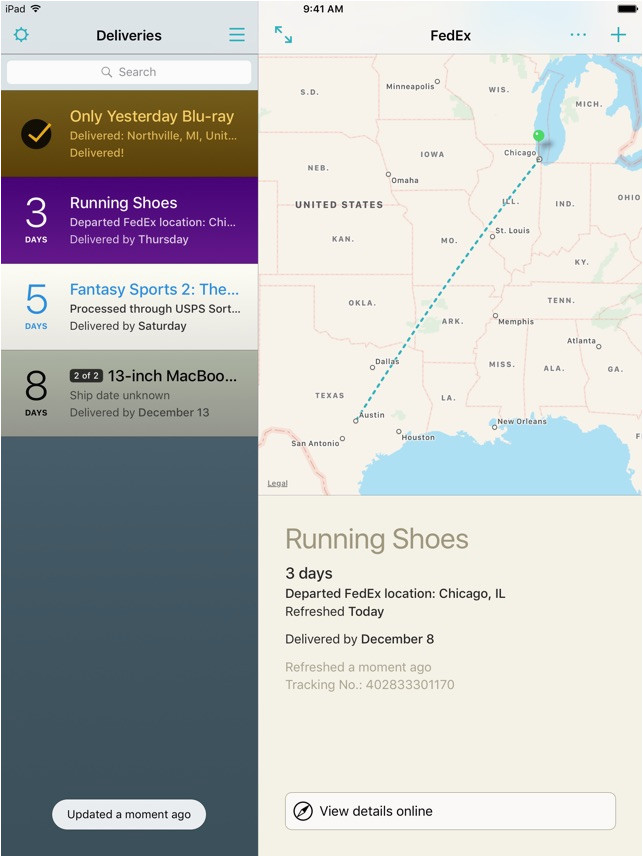 deliveries a package tracker