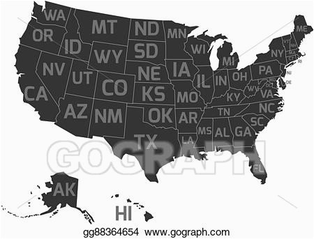 vector clipart map of usa with state abbreviations vector