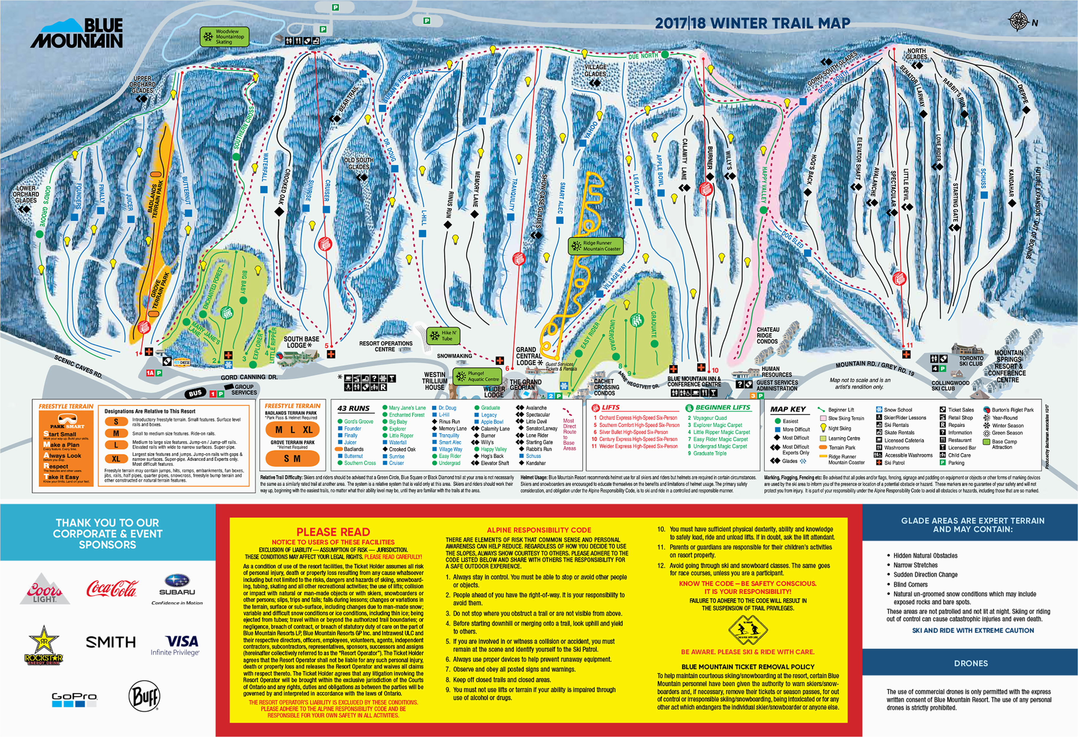 blue mountain trail map onthesnow