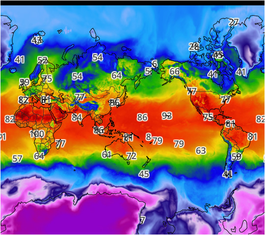 world high temperatures map