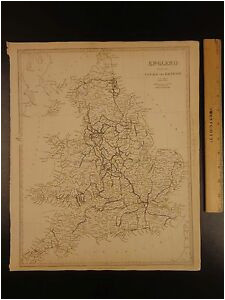 details about 1844 beautiful huge color map of england great britain railroads canals atlas