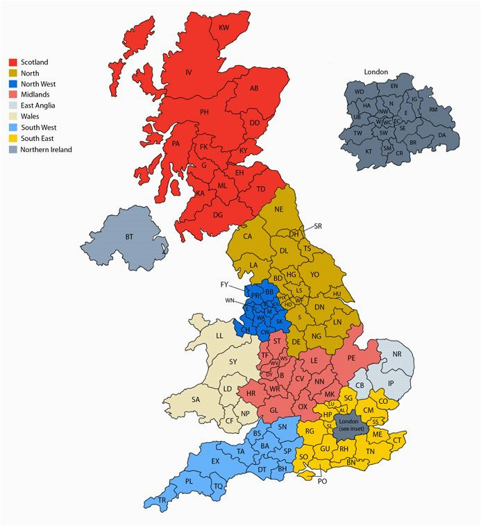 post code map maps of parts of the british isles map of britain