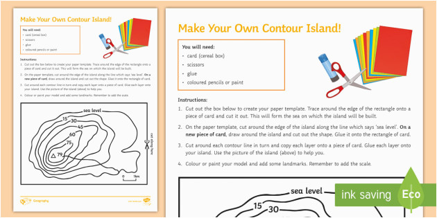 make your own contour island worksheet contour contour lines height