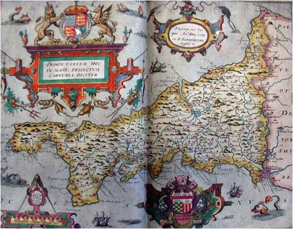 tudor map of cornwall 1579 christopher saxton the