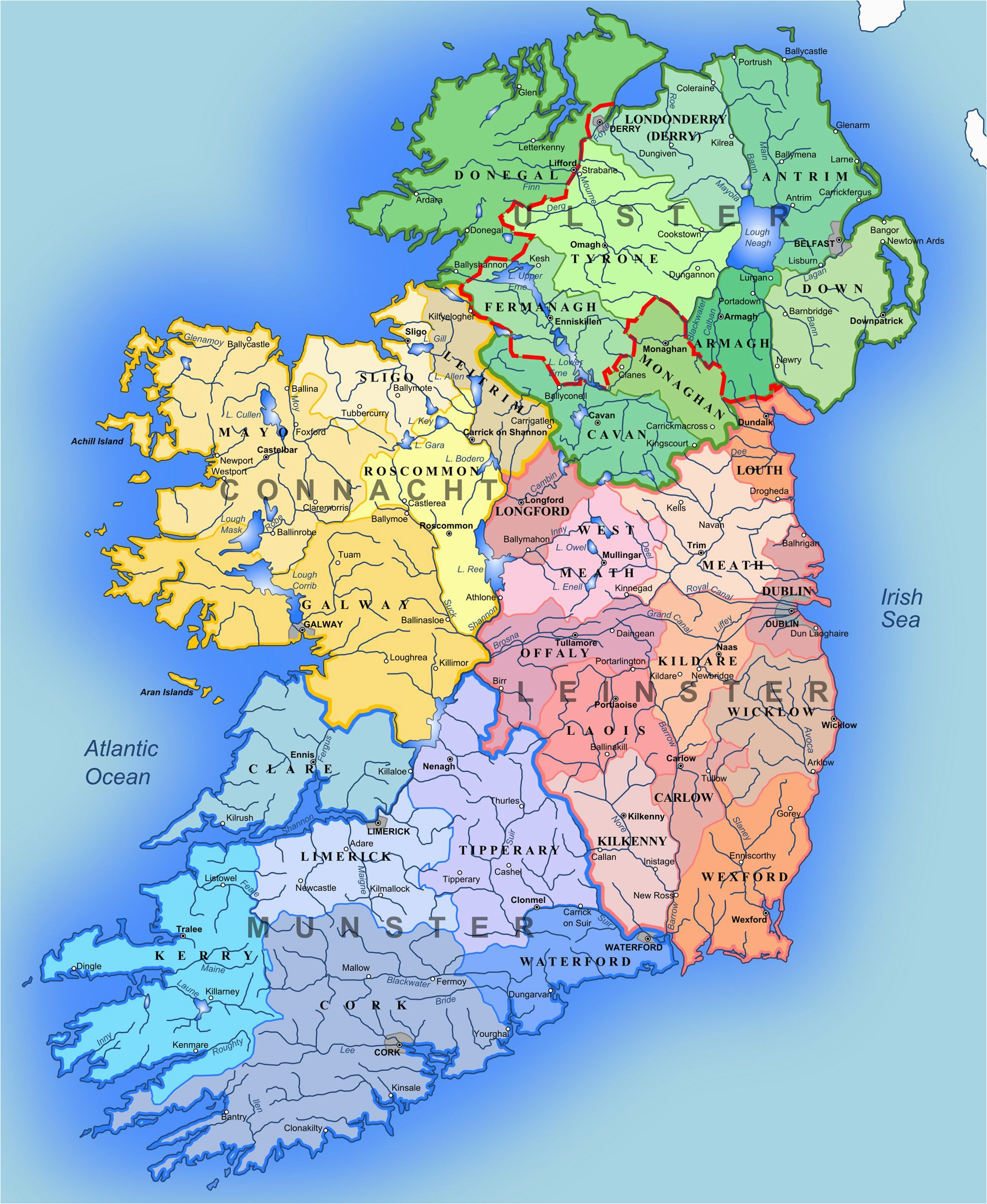County Limerick Ireland Map Detailed Large Map Of Ireland Administrative Map Of Ireland Of County Limerick Ireland Map 