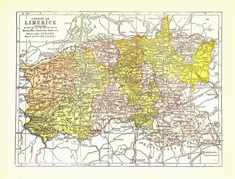 ireland county of limerick map c1903 irish history antique 8x11 historical ephemera vintage european wall decor art print