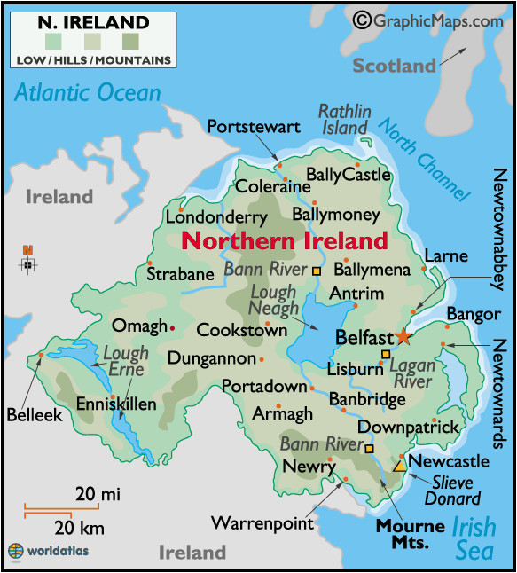 northern ireland large color map ancestors came from londonderry