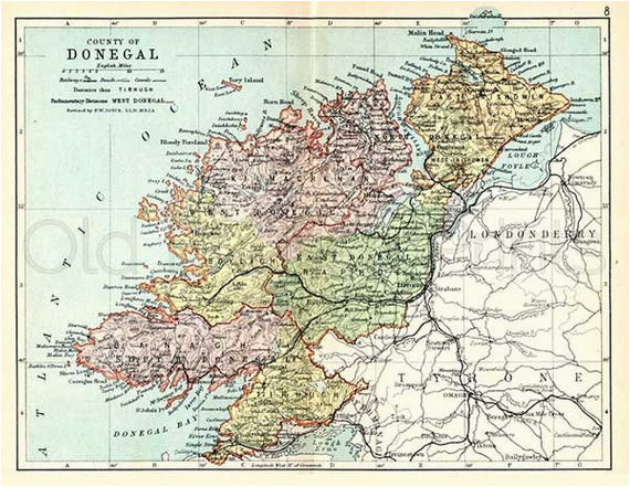 Detailed Map Of Donegal Ireland   Detailed Map Of Donegal Ireland Donegal 1897 Antique Irish Map Of County Donegal Print 8 X 10ins Ships Worldwide Of Detailed Map Of Donegal Ireland 