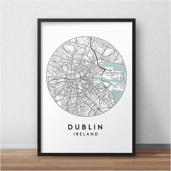 dublin city print street map art dublin map poster dublin map