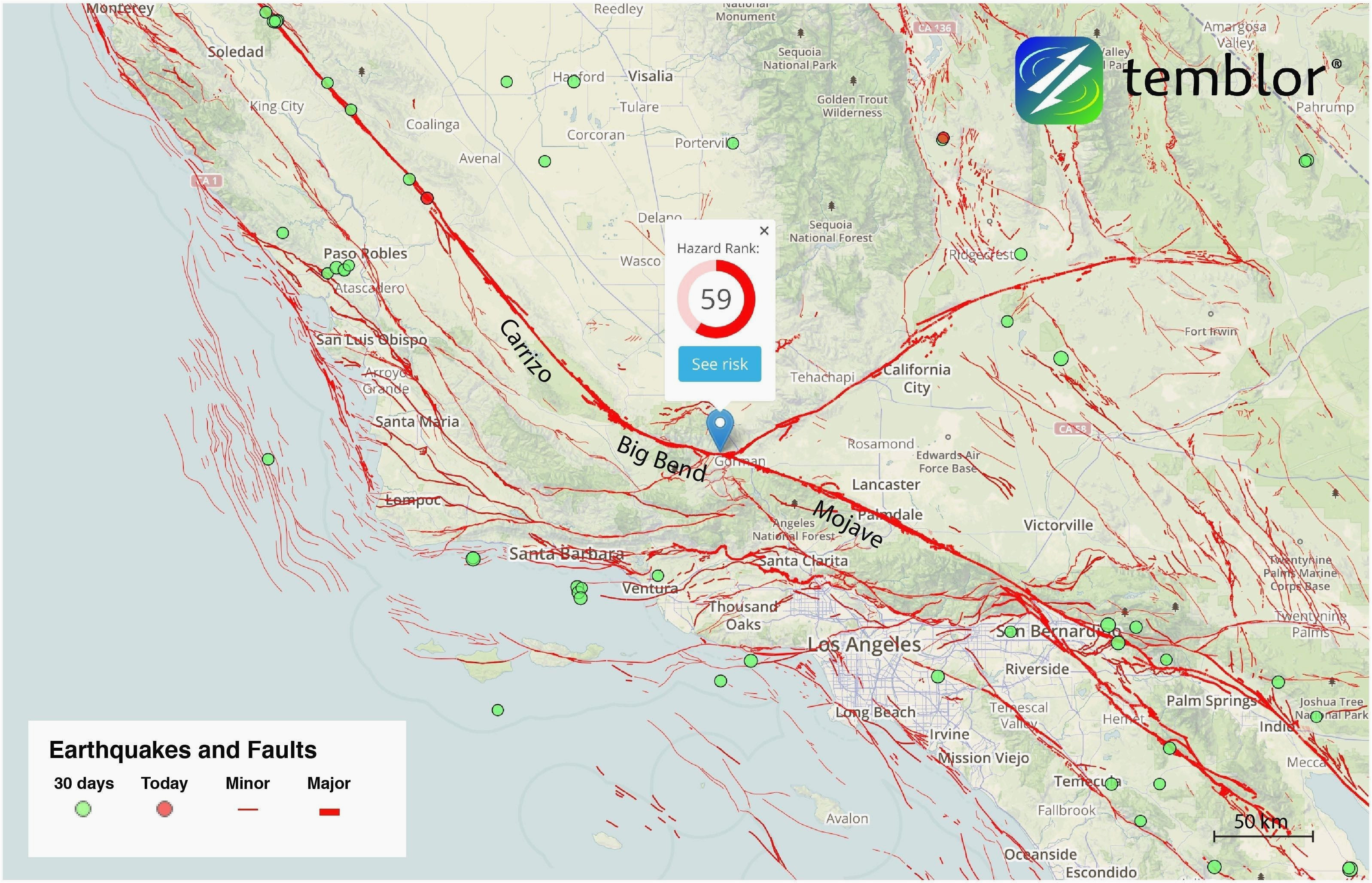 map of earthquakes in california us earthquake map awesome map
