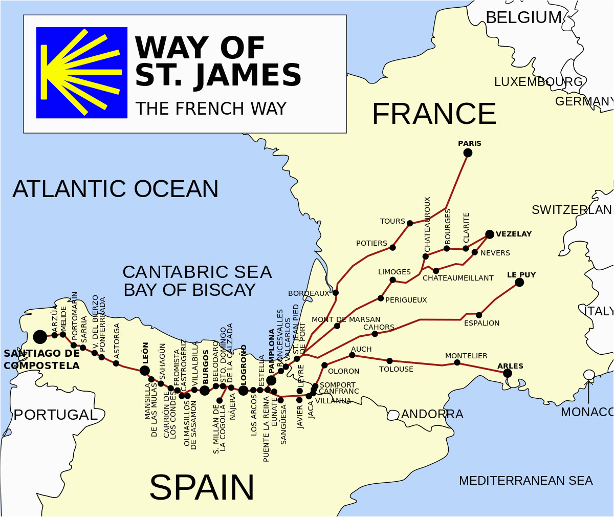 camino de santiago french way map