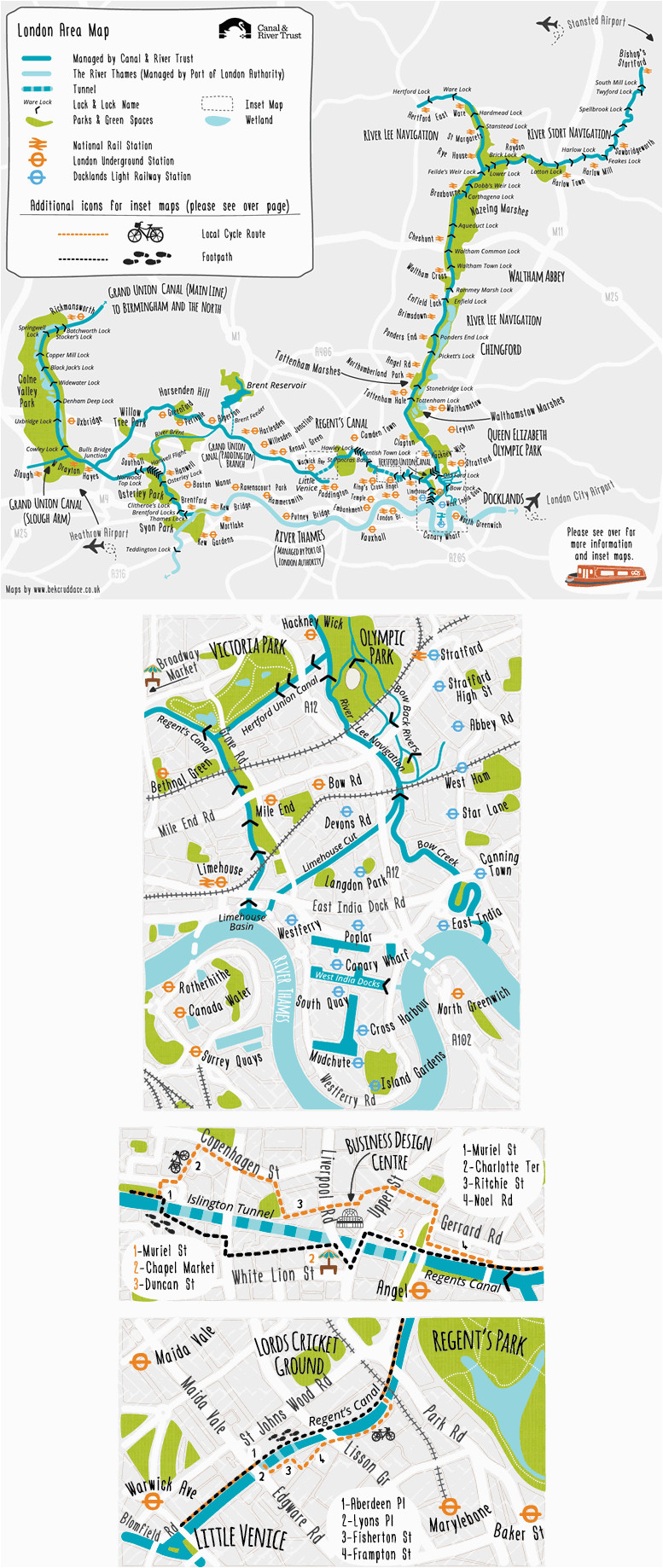 illustrated maps produced for canal river trust maplets