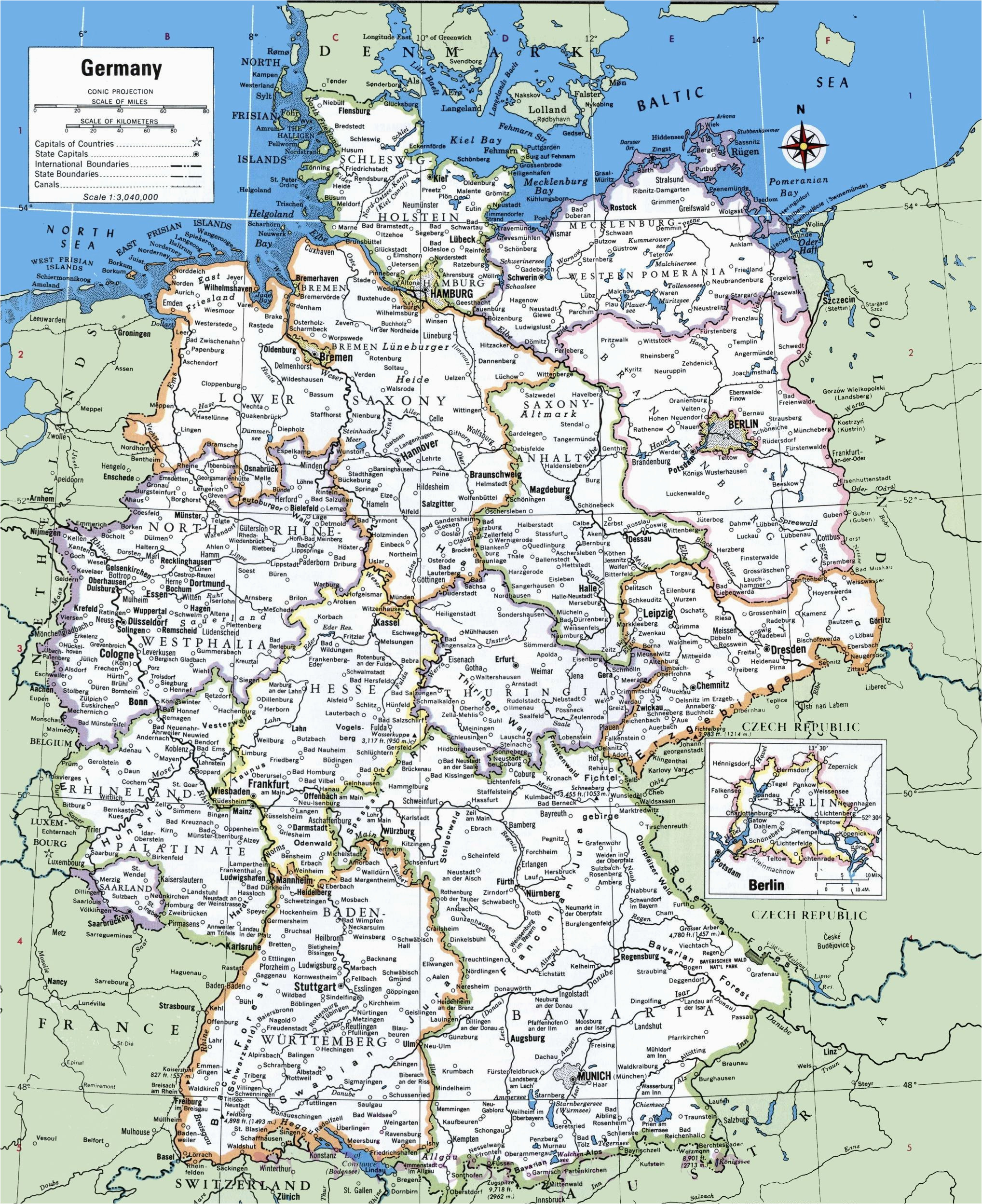 map of germany with cities and towns traveling on in