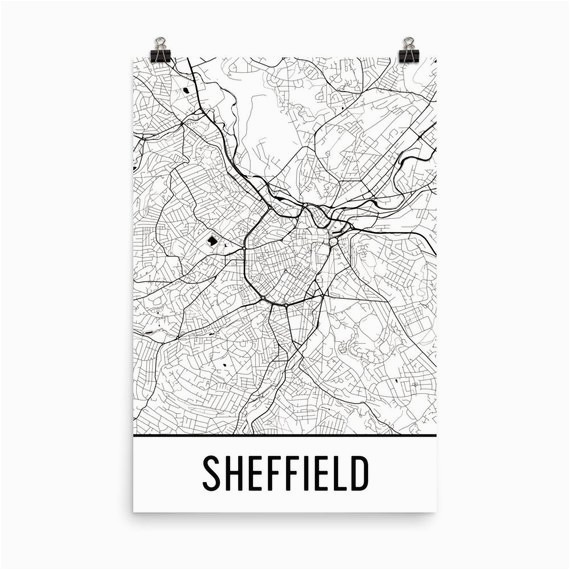 sheffield map sheffield art sheffield print sheffield england