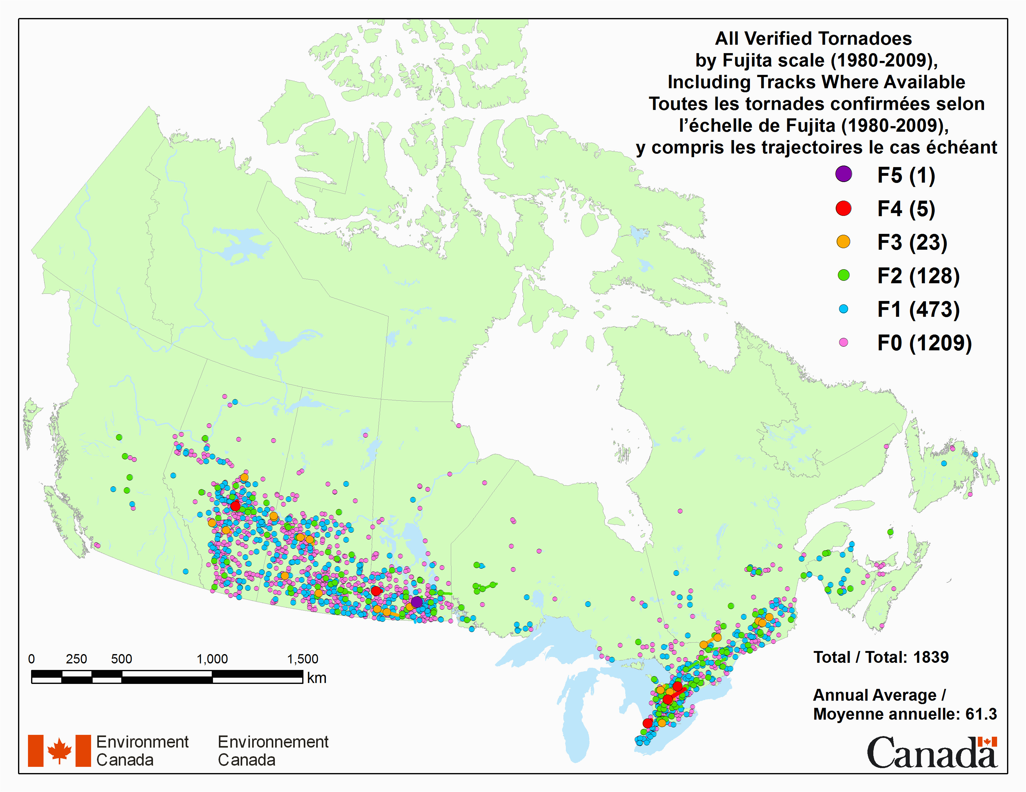 canadian national tornado database verified events 1980