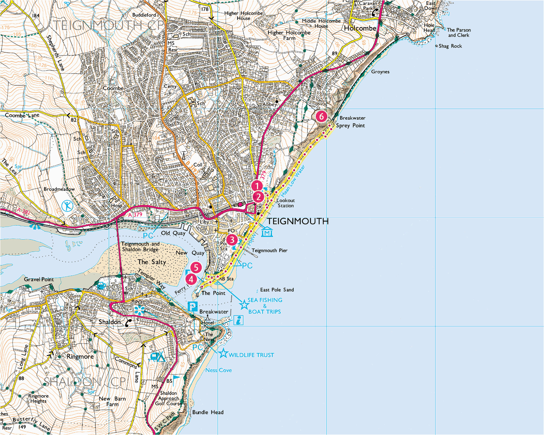 teignmouth seafront print walk south west coast path