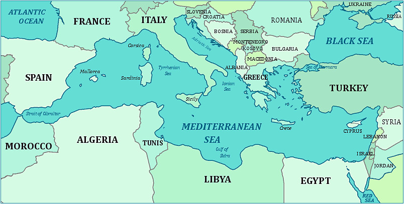 map of the mediterranean sea