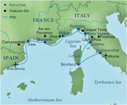 France Monaco Map Cruising The Rivieras Of Italy France Spain Of France Monaco Map 