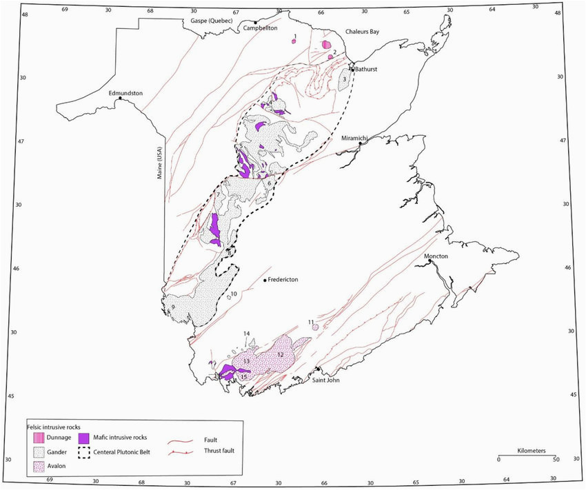 lithological map of new brunswick canada modified after