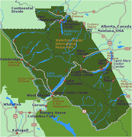 map of glacier national park and surrounding towns free