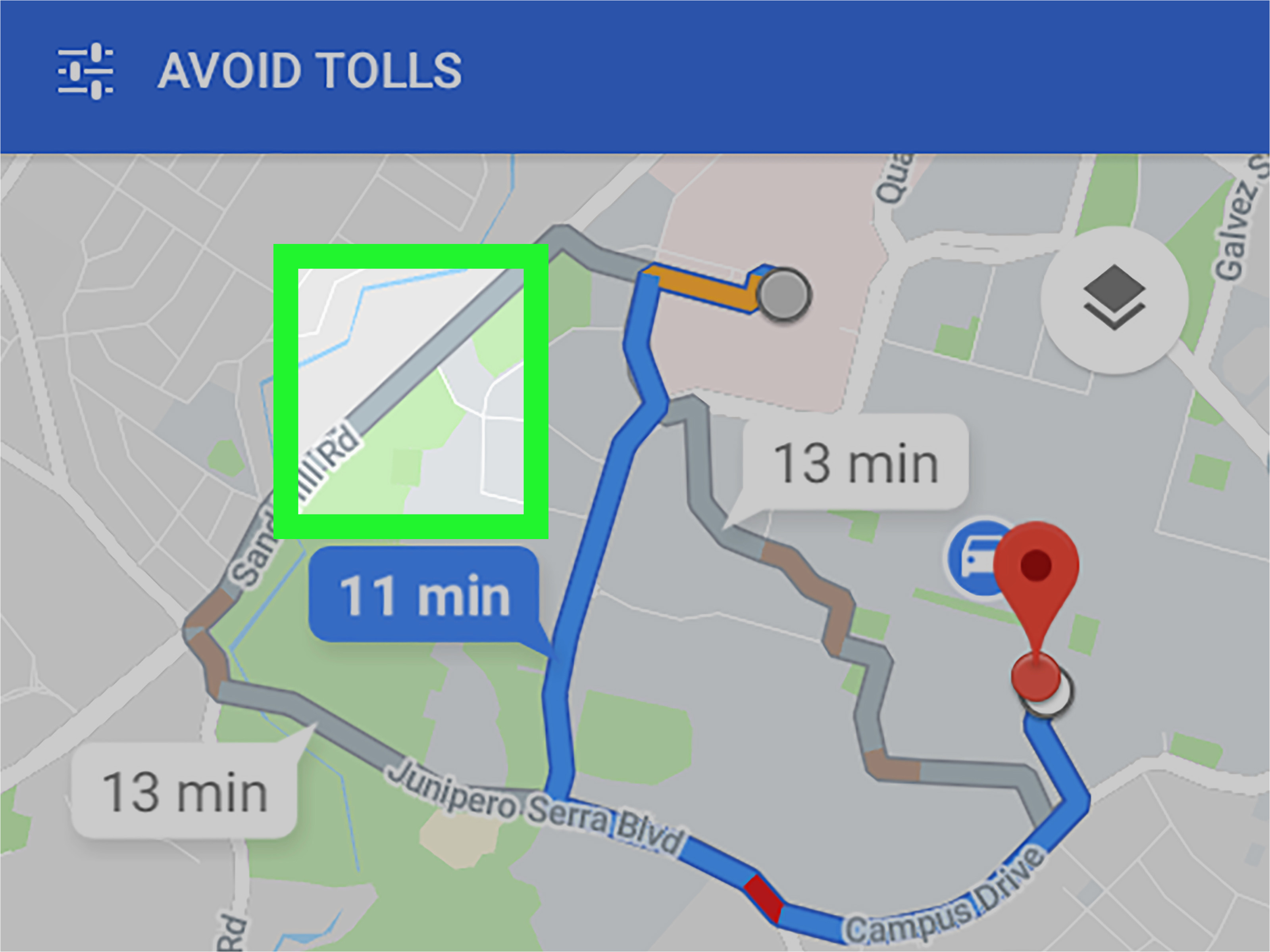 how to change the route on google maps on android 7 steps