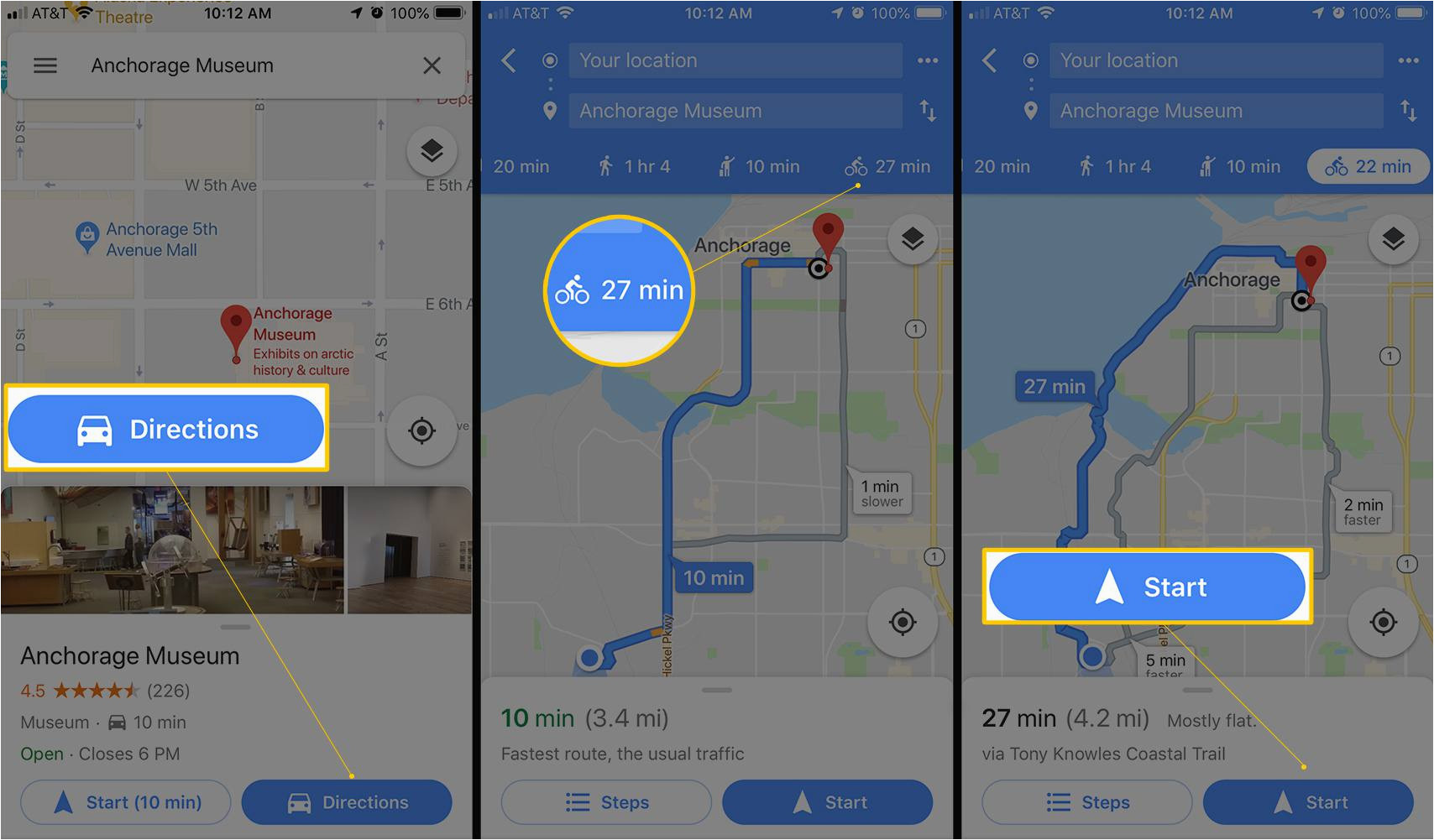 how to use google maps cycling directions