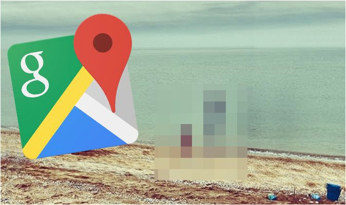 google maps street view creepy sight spotted on beach in russia