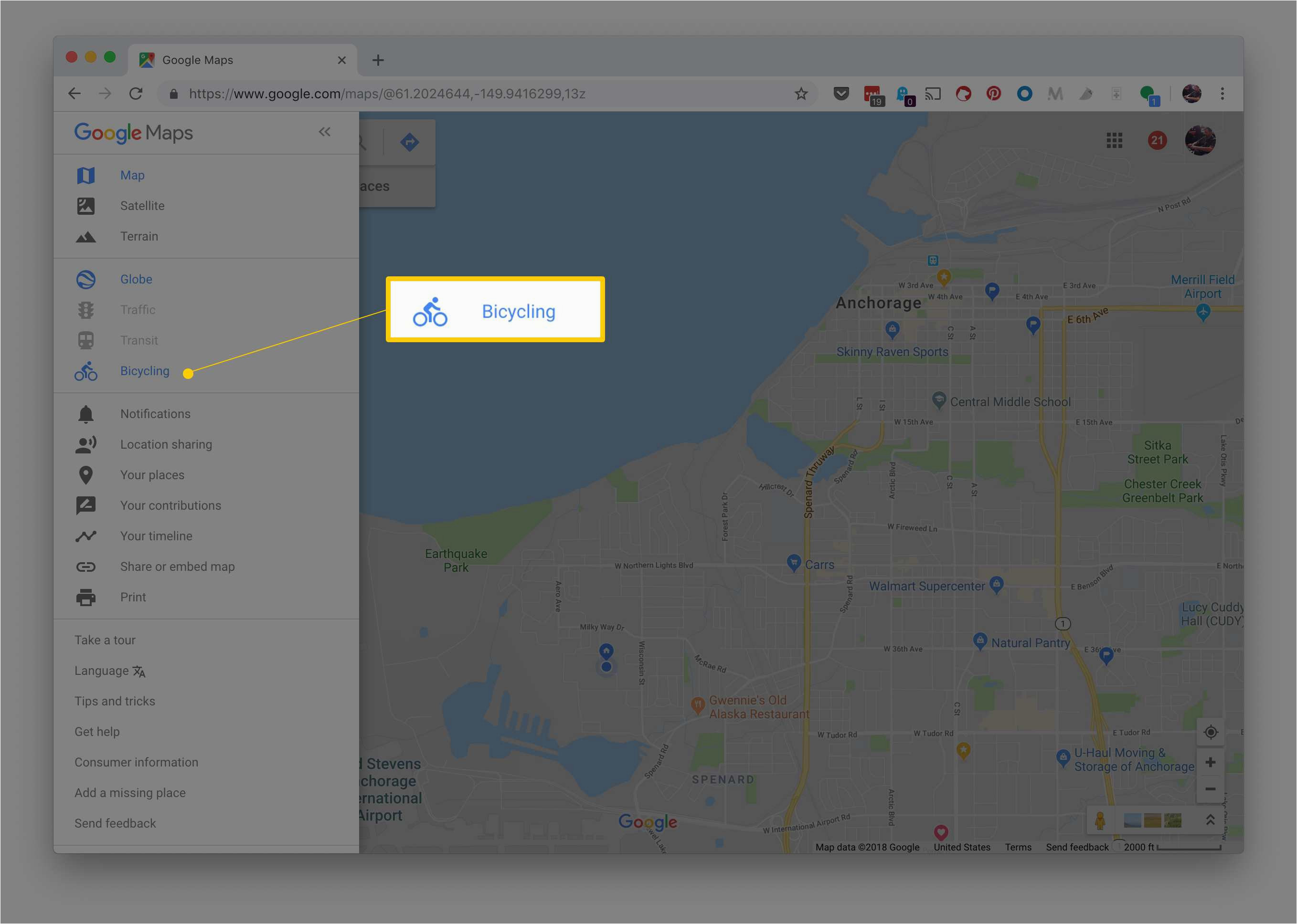 how to use google maps cycling directions