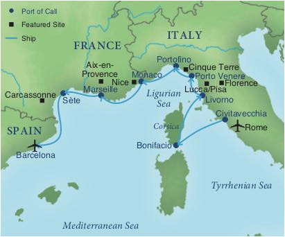 map of italy and surrounding areas cruising the rivieras of italy