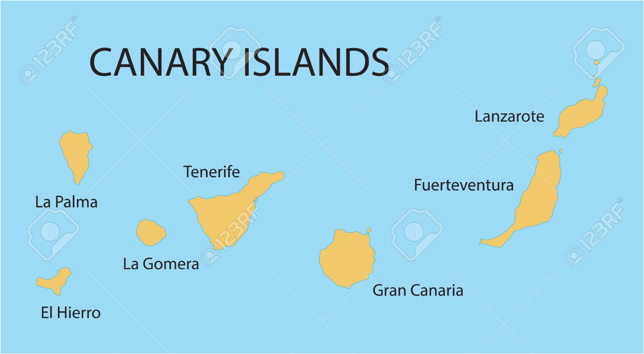 yellow map of canary islands