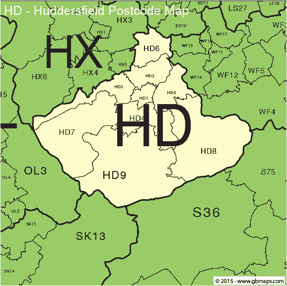 huddersfield postcode area and district maps in editable format