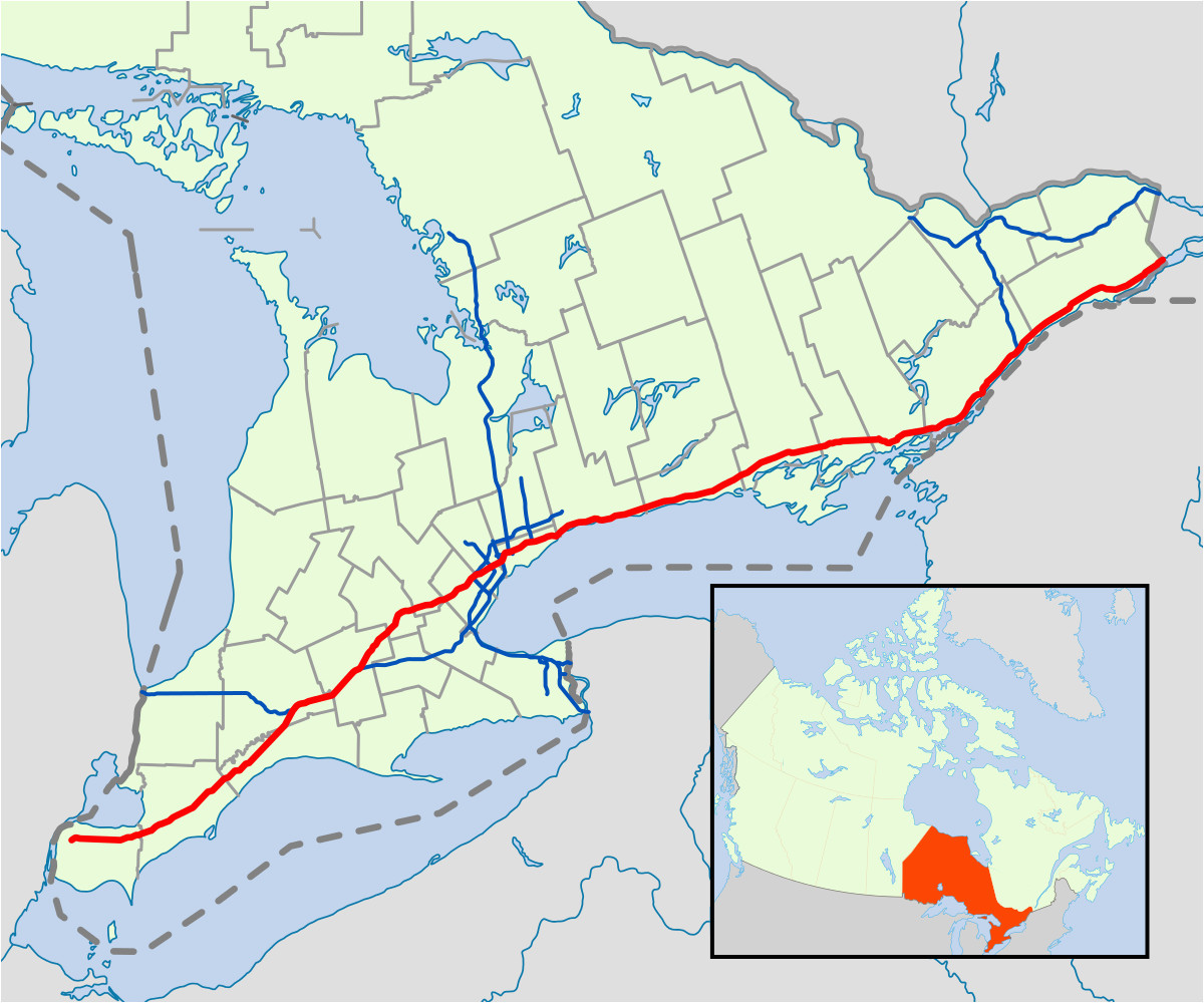 Highway 1 Canada Map Ontario Highway 401 Wikipedia Of Highway 1 Canada Map 