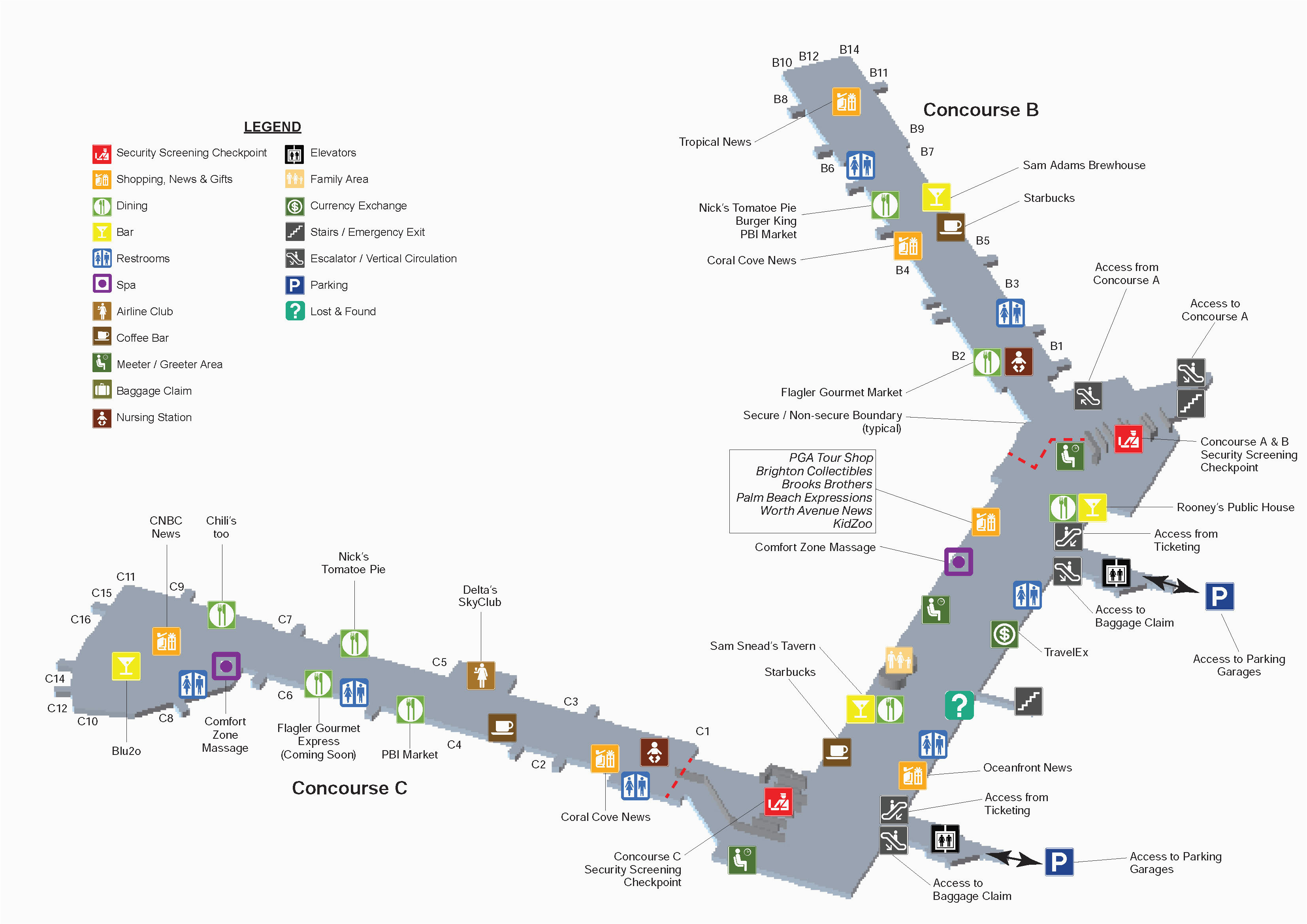 terminal maps palm beach international airport