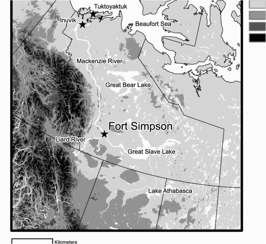 topographical map of the mackenzie river basin field