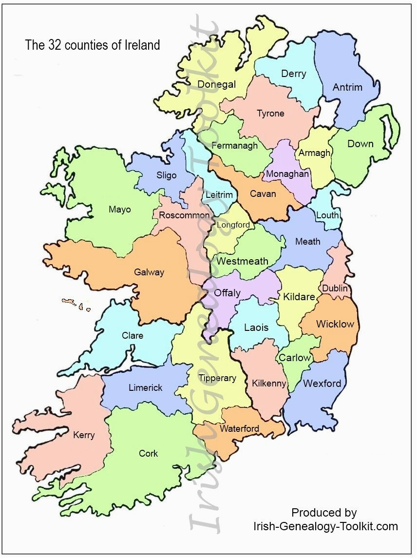 Ireland Map Showing Counties Map Of Counties In Ireland This County Map Of Ireland Shows All 32