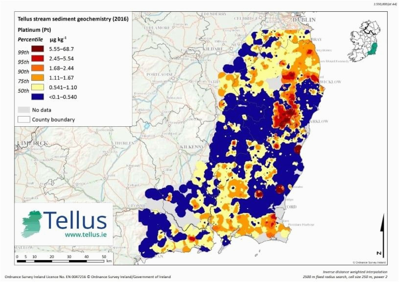 Ireland Natural Resources Map Tellus Uncovers Platinum and Gold In south East Leinster