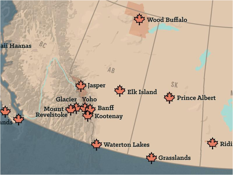 canada national parks map 18x24 poster