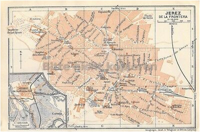 jerez de la frontera spanien 1929 historische alte landkarte stadtplan map